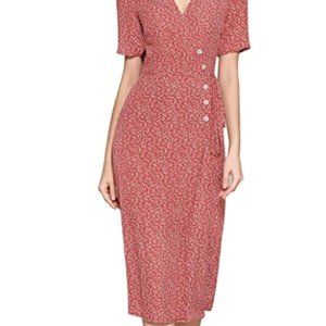 Women's Retro small flower V-Neck long wrap skirt